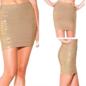 SEXY Guess Women's Bandage Skirt in Tan with Gold Highlights( stretch)